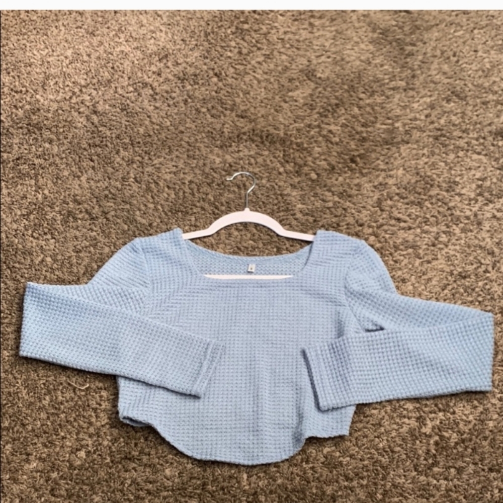 Light Blue Waffle Knit Sweater Size Small, Super Soft. Nwots